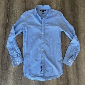 Michael Kors Blue & White Checkered Dress Shirt XS